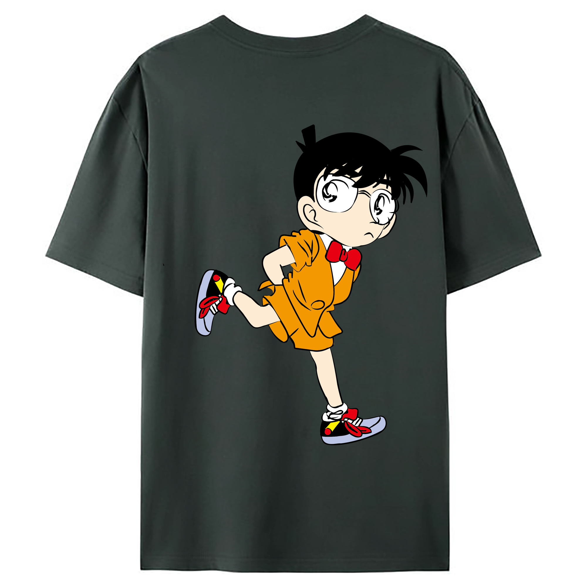 （画像用） 名探偵コナン 江戸川 コナン Detective Conan Conan Edogawa 綿100％ メンズ半袖Tシャツ（バックプリント） 通気性